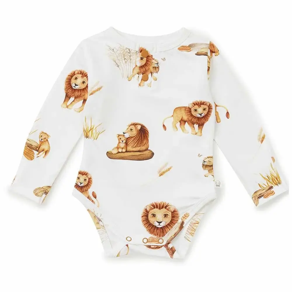 Snuggle Hunny Kids Snuggle Hunny Lion Long Sleeve Organic Bodysuit - 6-12 Months (0)