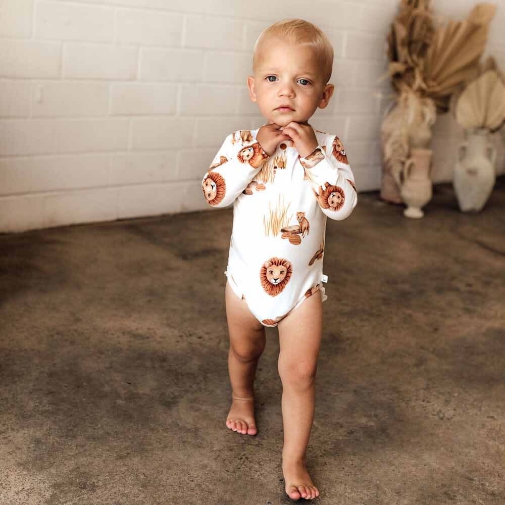 Snuggle Hunny Kids Snuggle Hunny Lion Long Sleeve Organic Bodysuit - 6-12 Months (0)