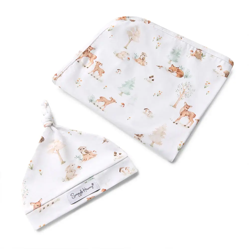 Snuggle Hunny Kids Snuggle Hunny Woodland Tales Organic Jersey Wrap & Beanie Set
