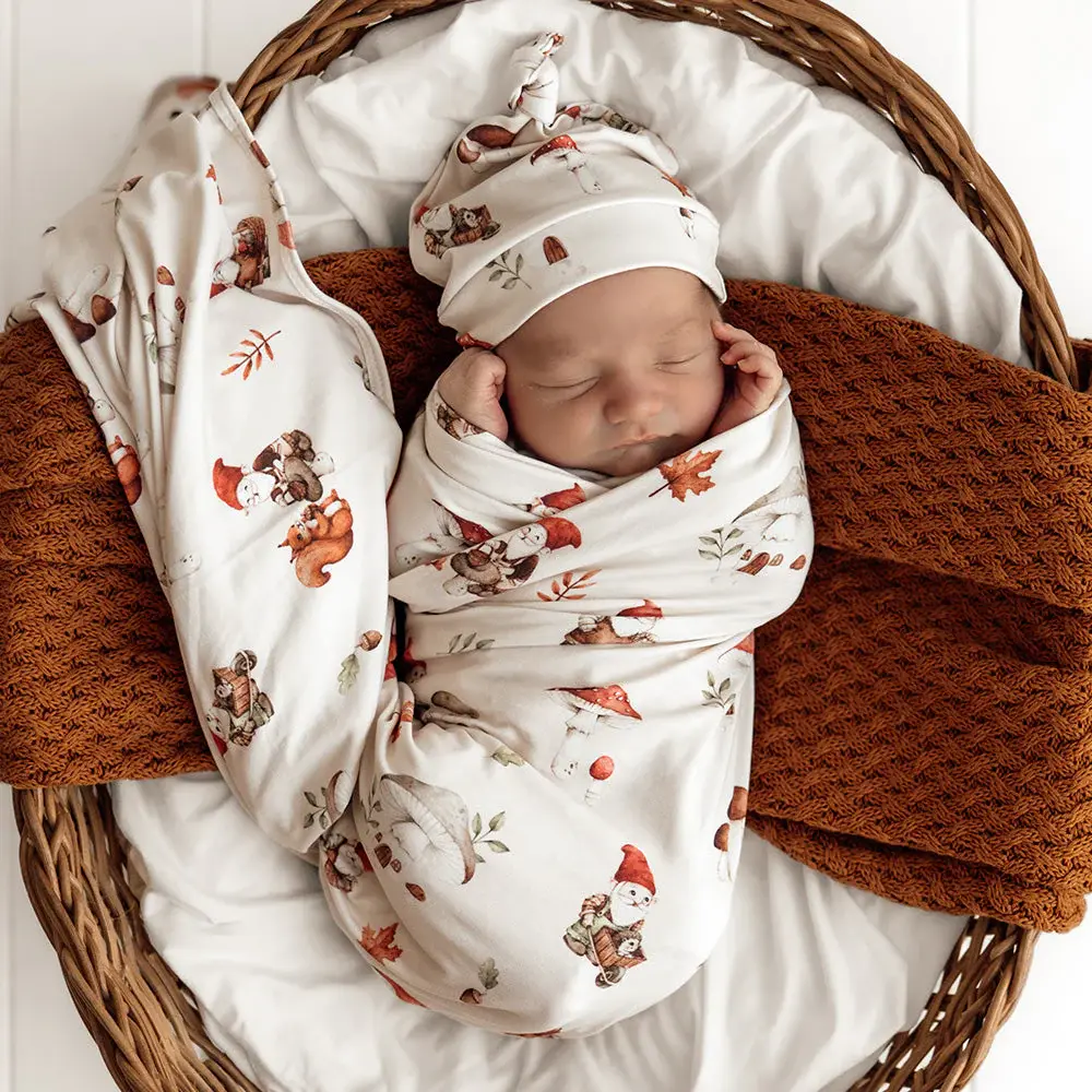 Snuggle Hunny Kids Snuggle Hunny Gnomes Organic Jersey Wrap & Beanie Set