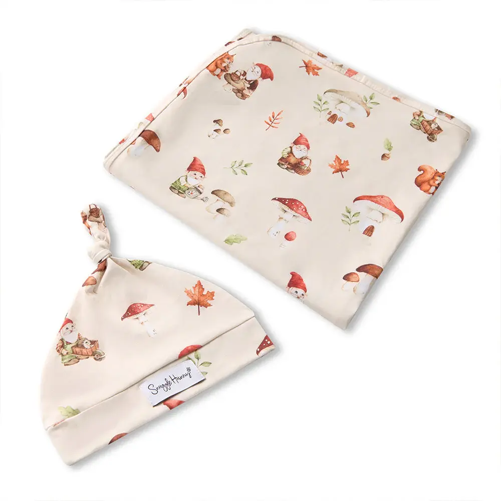 Snuggle Hunny Kids Snuggle Hunny Gnomes Organic Jersey Wrap & Beanie Set