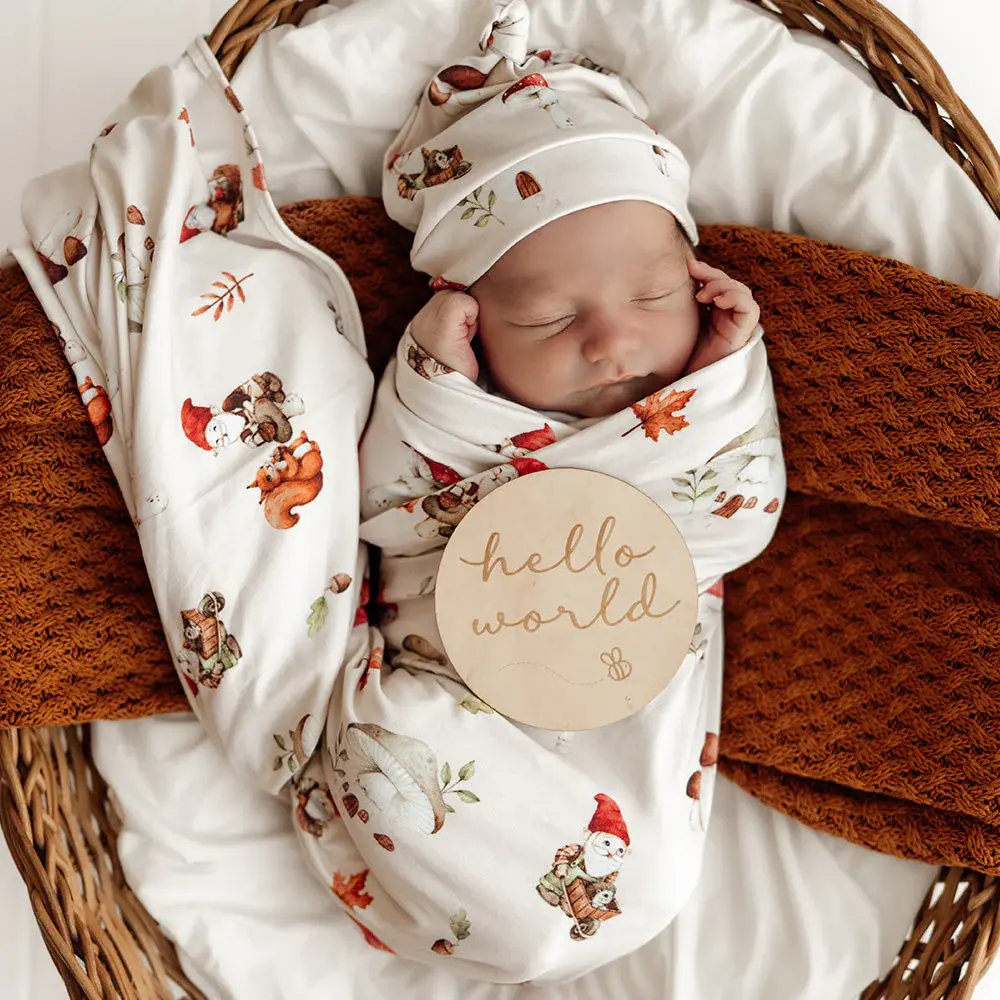 Snuggle Hunny Kids Snuggle Hunny Gnomes Organic Jersey Wrap & Beanie Set