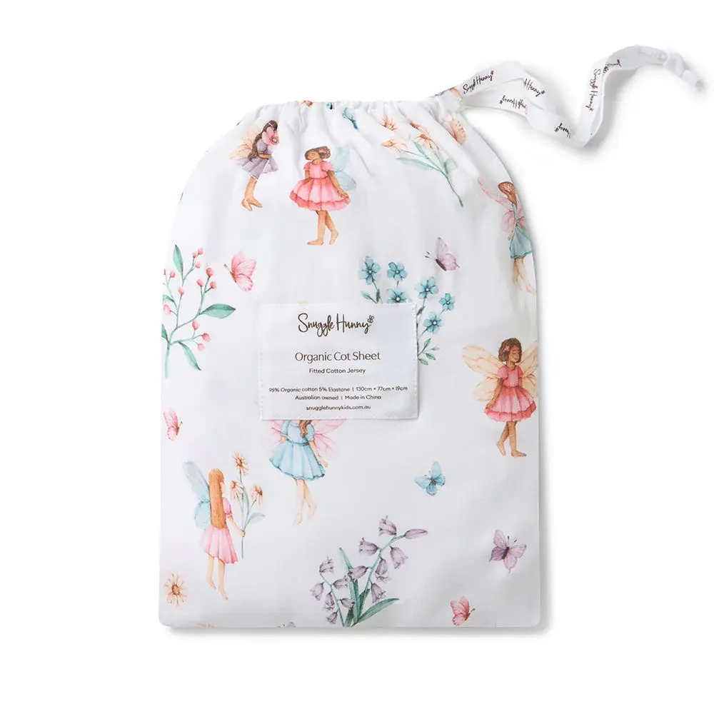 Snuggle Hunny Kids Snuggle Hunny Fairy Garden Organic Fitted Cot Sheet