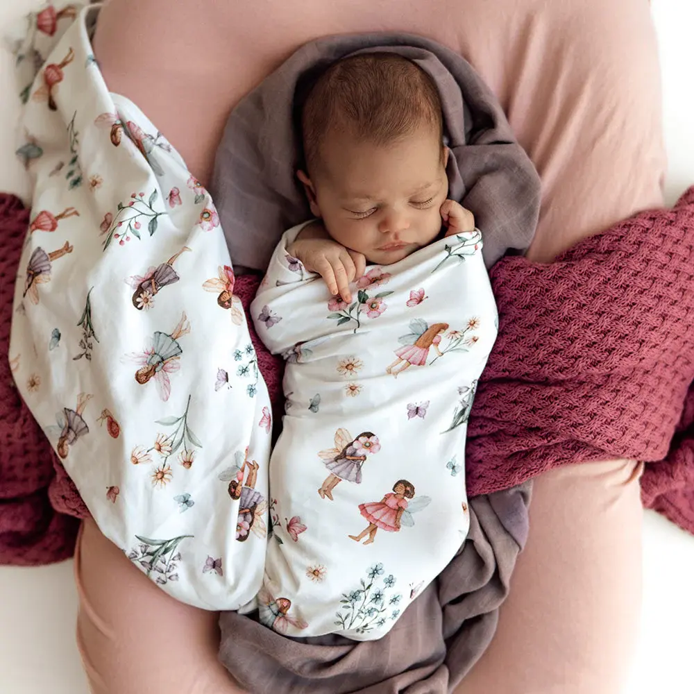 Snuggle Hunny Kids Snuggle Hunny Fairy Garden Organic Jersey Wrap & Topknot Set