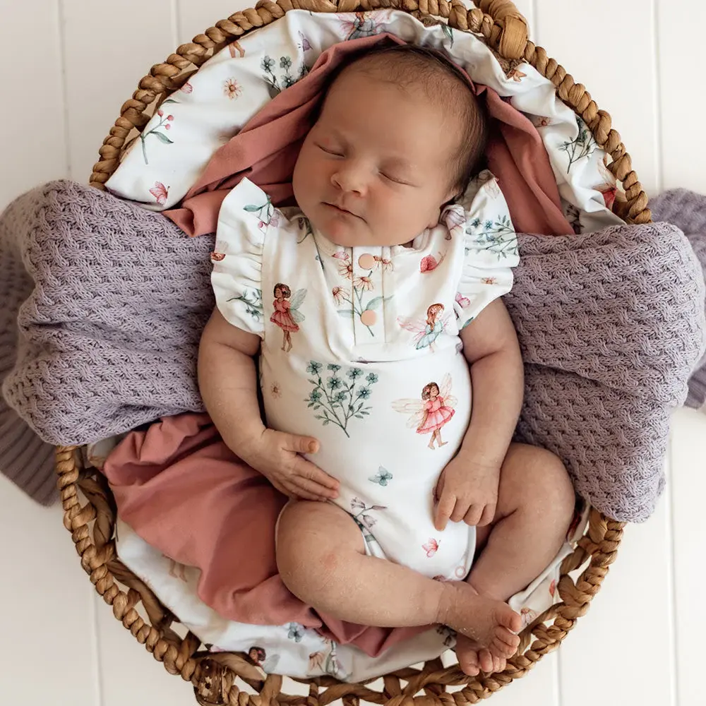 Snuggle Hunny Kids Snuggle Hunny Fairy Garden Short Sleeve Organic Bodysuit with Frill - 0-3 Months (000)