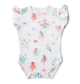 Snuggle Hunny Kids Snuggle Hunny Fairy Garden Short Sleeve Organic Bodysuit with Frill - 3-6 Months (00)
