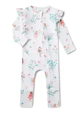 Snuggle Hunny Kids Snuggle Hunny Fairy Garden Organic Snugglesuit Convertible Romper - 0-3 Months (000)