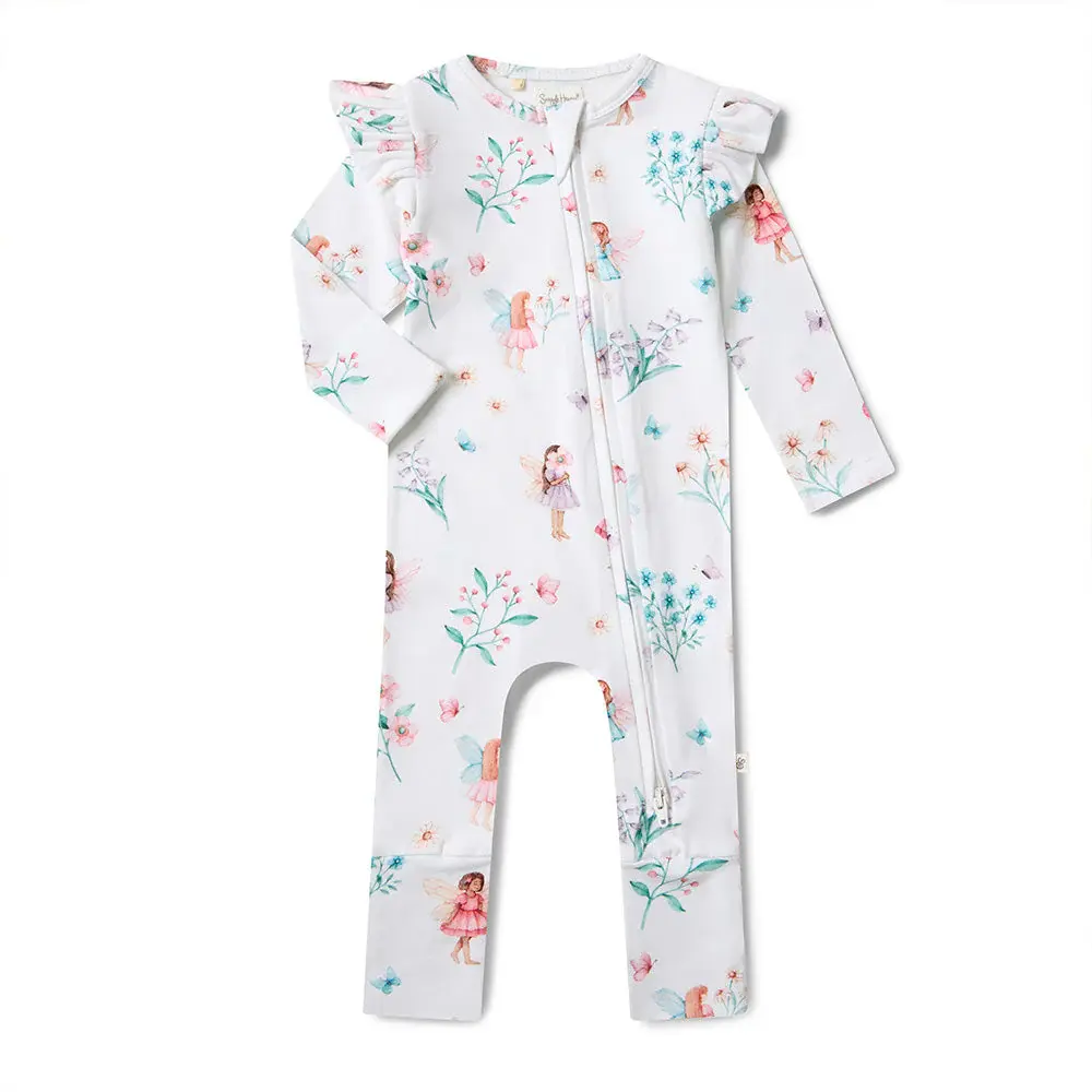 Snuggle Hunny Kids Snuggle Hunny Fairy Garden Organic Snugglesuit Convertible Romper - 0-3 Months (000)