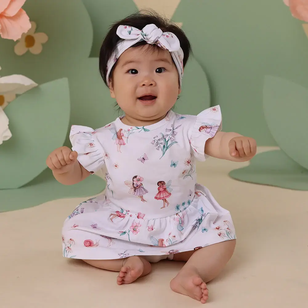 Snuggle Hunny Kids Snuggle Hunny Fairy Garden Short Sleeve Organic Dress - Size 1