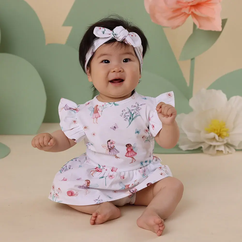 Snuggle Hunny Kids Snuggle Hunny Fairy Garden Short Sleeve Organic Dress - Size 1