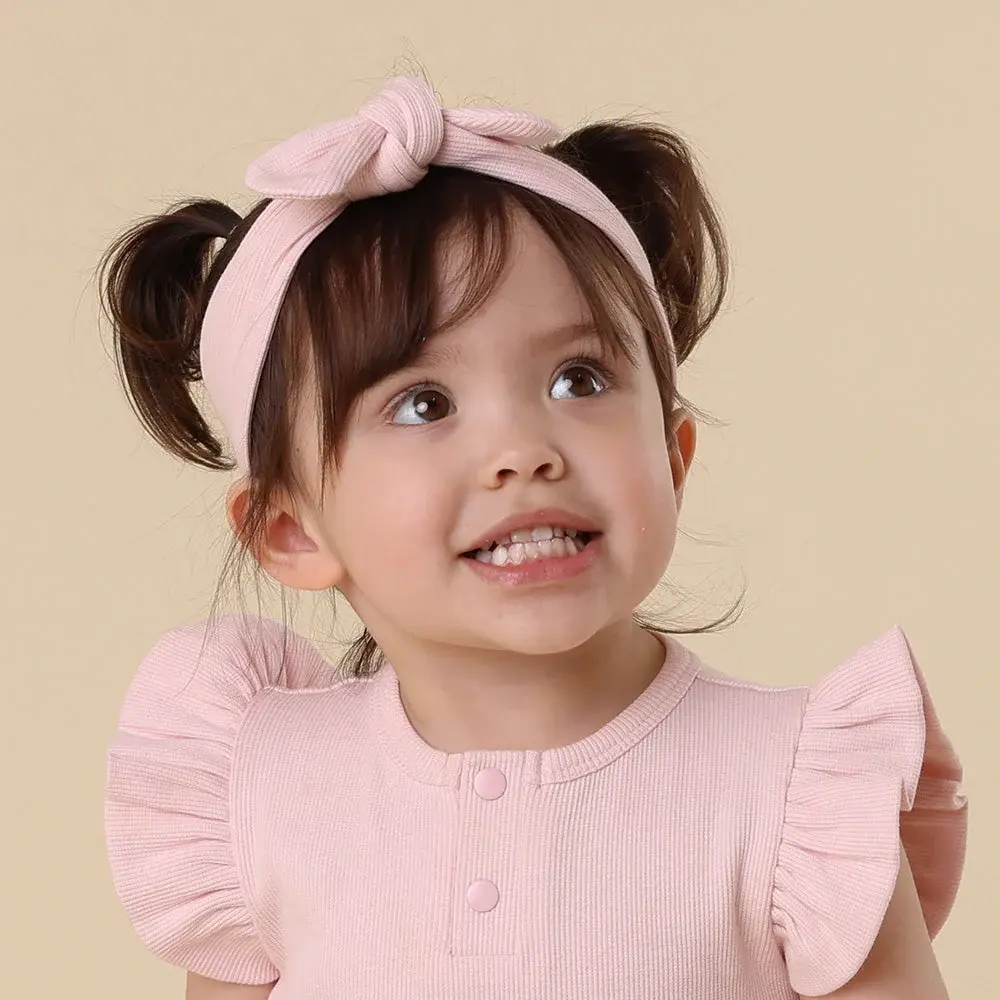 Snuggle Hunny Kids Snuggle Hunny Baby Pink Ribbed Organic Topknot