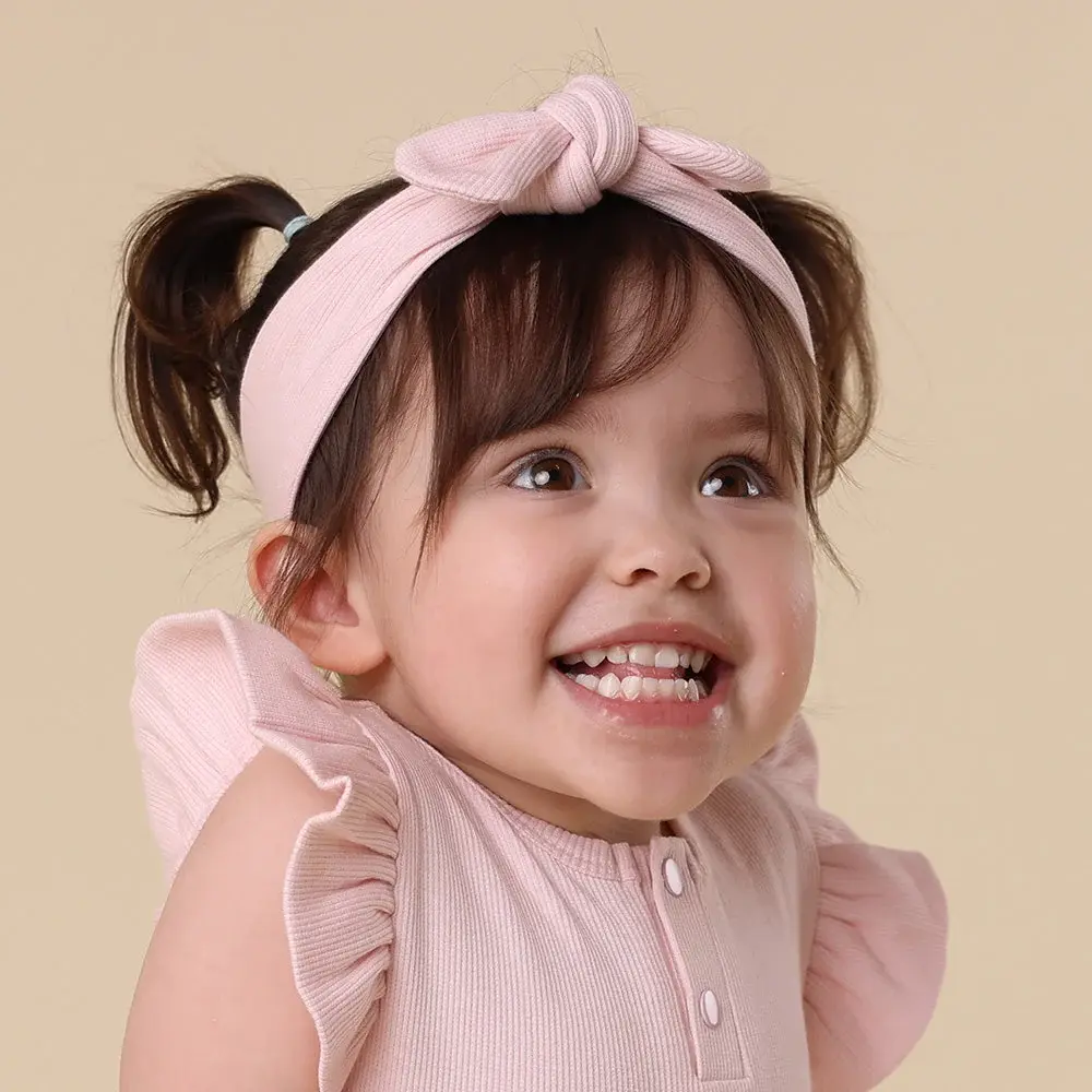 Snuggle Hunny Kids Snuggle Hunny Baby Pink Ribbed Organic Topknot
