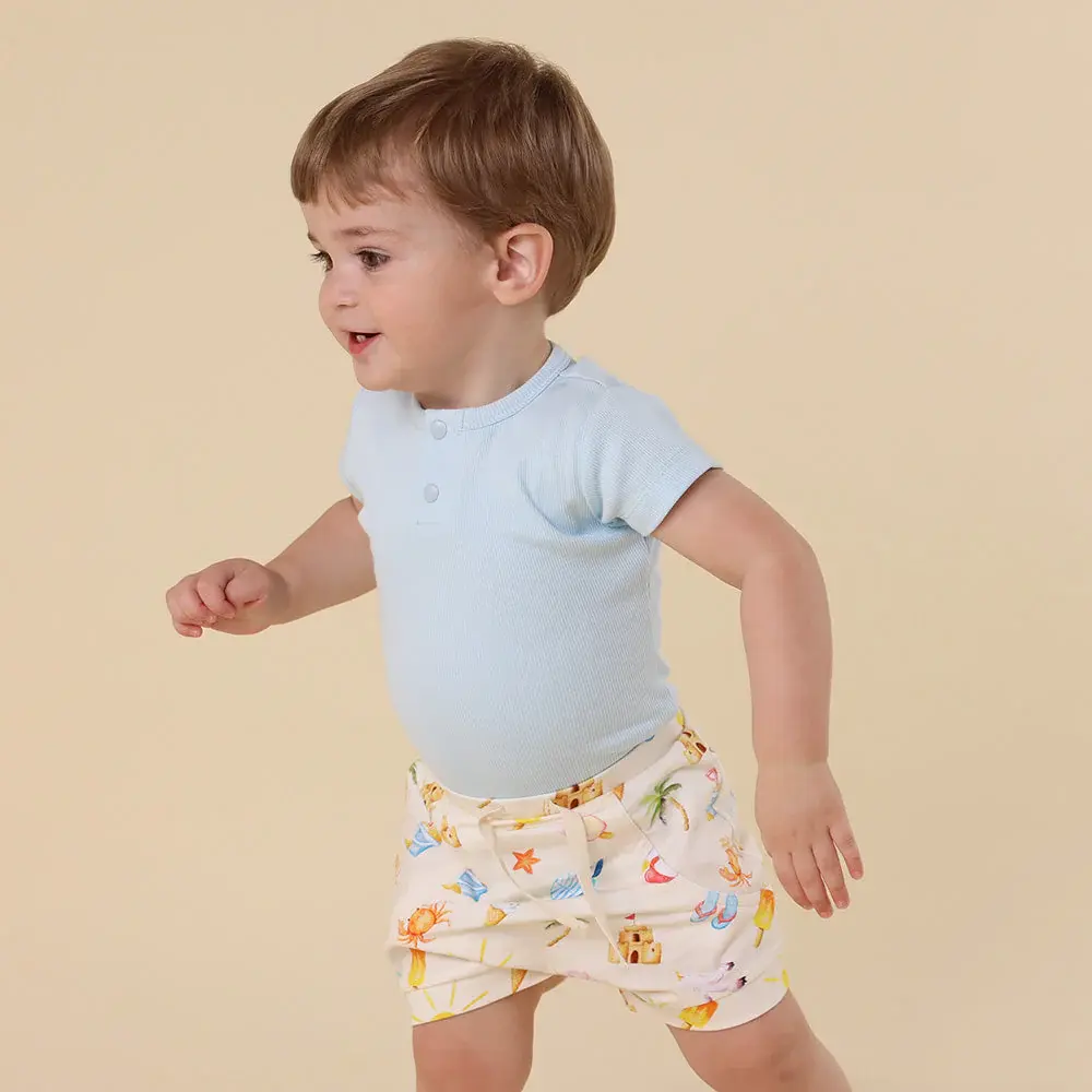 Snuggle Hunny Kids Snuggle Hunny Baby Blue Short Sleeve Organic Bodysuit - Size 1