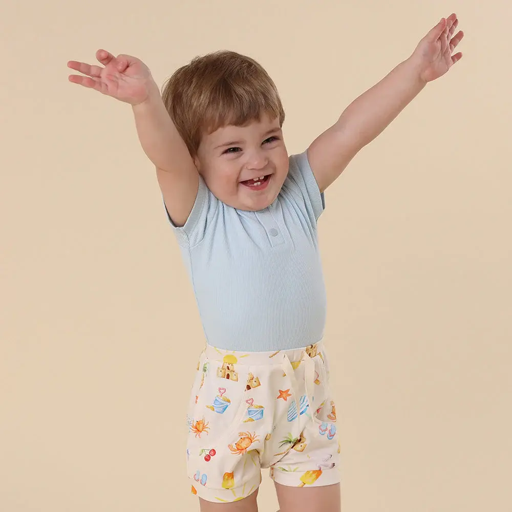 Snuggle Hunny Kids Snuggle Hunny Baby Blue Short Sleeve Organic Bodysuit - Size 1