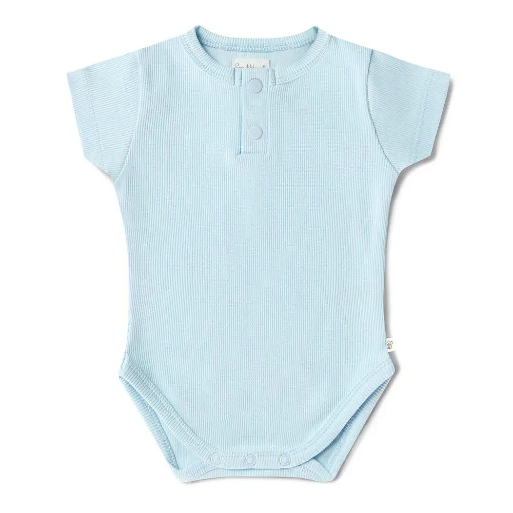 Snuggle Hunny Kids Snuggle Hunny Baby Blue Short Sleeve Organic Bodysuit - Size 1