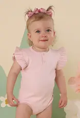 Snuggle Hunny Kids Snuggle Hunny Baby Pink Short Sleeve Organic Bodysuit with Frill - Size 1
