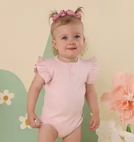 Snuggle Hunny Kids Snuggle Hunny Baby Pink Short Sleeve Organic Bodysuit with Frill - Size 1