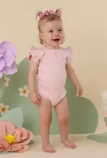 Snuggle Hunny Kids Snuggle Hunny Baby Pink Short Sleeve Organic Bodysuit with Frill - Size 1
