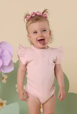 Snuggle Hunny Kids Snuggle Hunny Baby Pink Short Sleeve Organic Bodysuit with Frill - Size 1