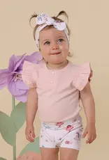 Snuggle Hunny Kids Snuggle Hunny Baby Pink Short Sleeve Organic Bodysuit with Frill - Size 1