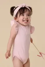 Snuggle Hunny Kids Snuggle Hunny Baby Pink Short Sleeve Organic Bodysuit with Frill - 6-12 Months (0)