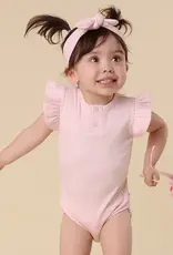 Snuggle Hunny Kids Snuggle Hunny Baby Pink Short Sleeve Organic Bodysuit with Frill - 6-12 Months (0)