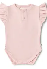 Snuggle Hunny Kids Snuggle Hunny Baby Pink Short Sleeve Organic Bodysuit with Frill - 6-12 Months (0)