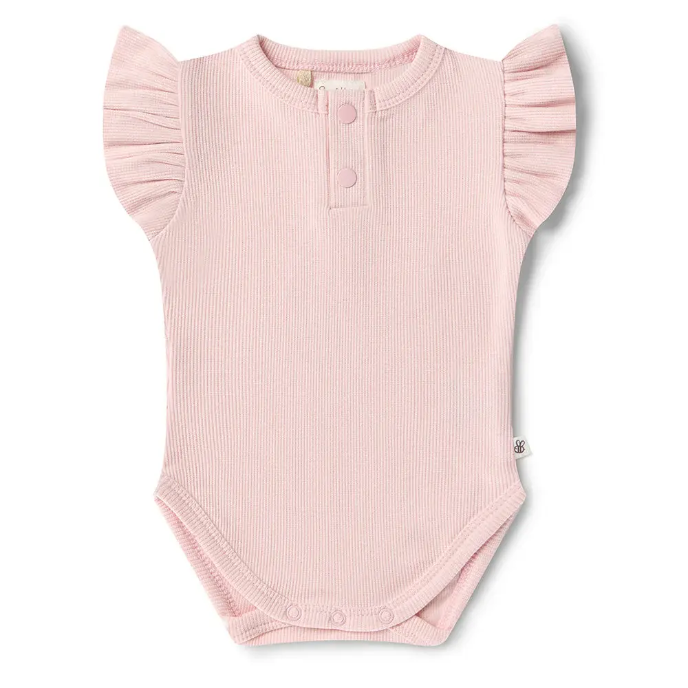 Snuggle Hunny Kids Snuggle Hunny Baby Pink Short Sleeve Organic Bodysuit with Frill - 3-6 Months (00)
