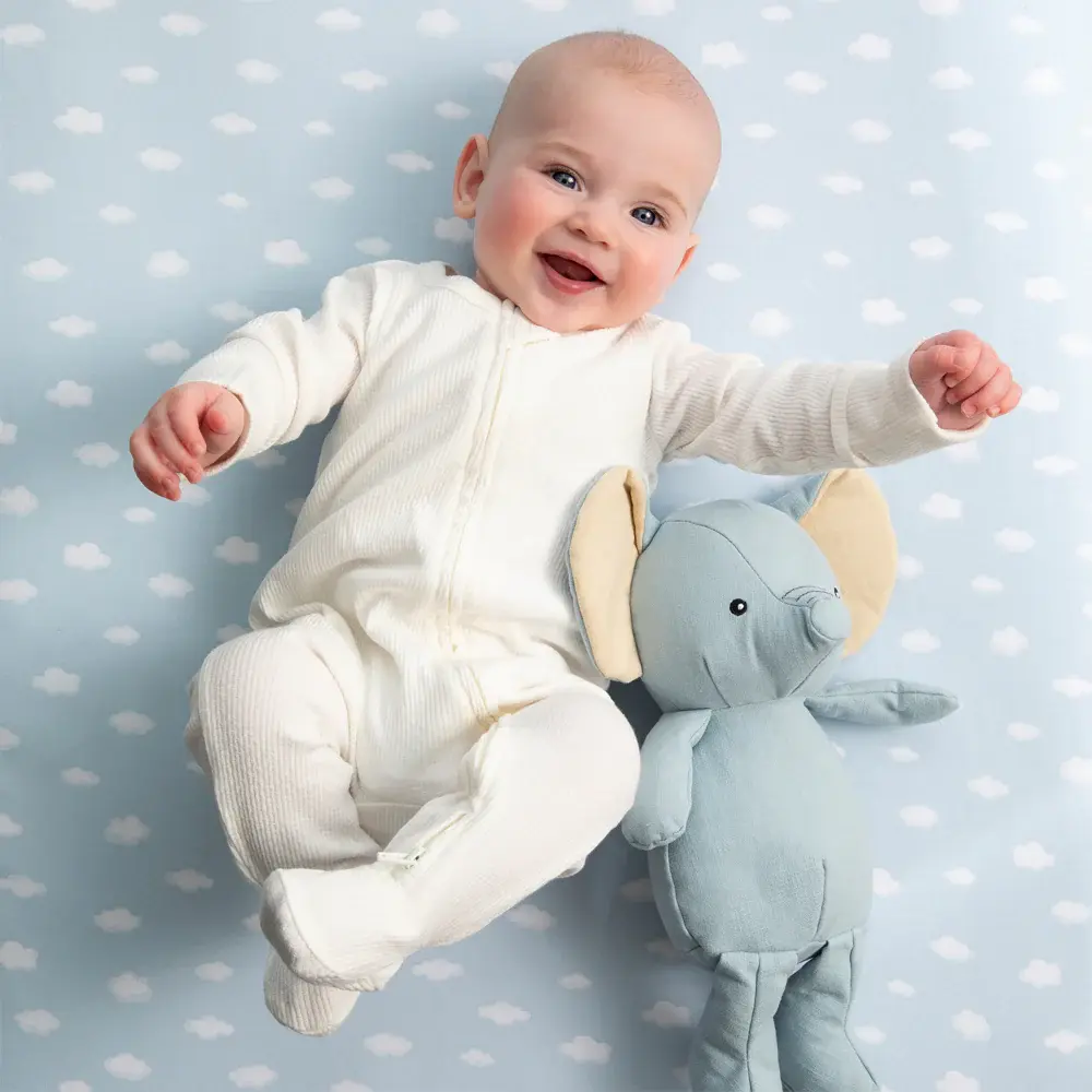 Living Textiles Living Textiles 2-pack Jersey Cot Fitted Sheet Elephant Playtime