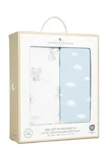 Living Textiles Living Textiles 2-pack Jersey Cot Fitted Sheet Elephant Playtime