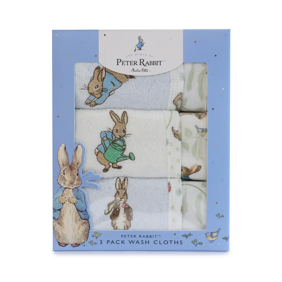 Bubba Blue Bubba Blue Peter Rabbit & Benjamin 3PK Face Washers