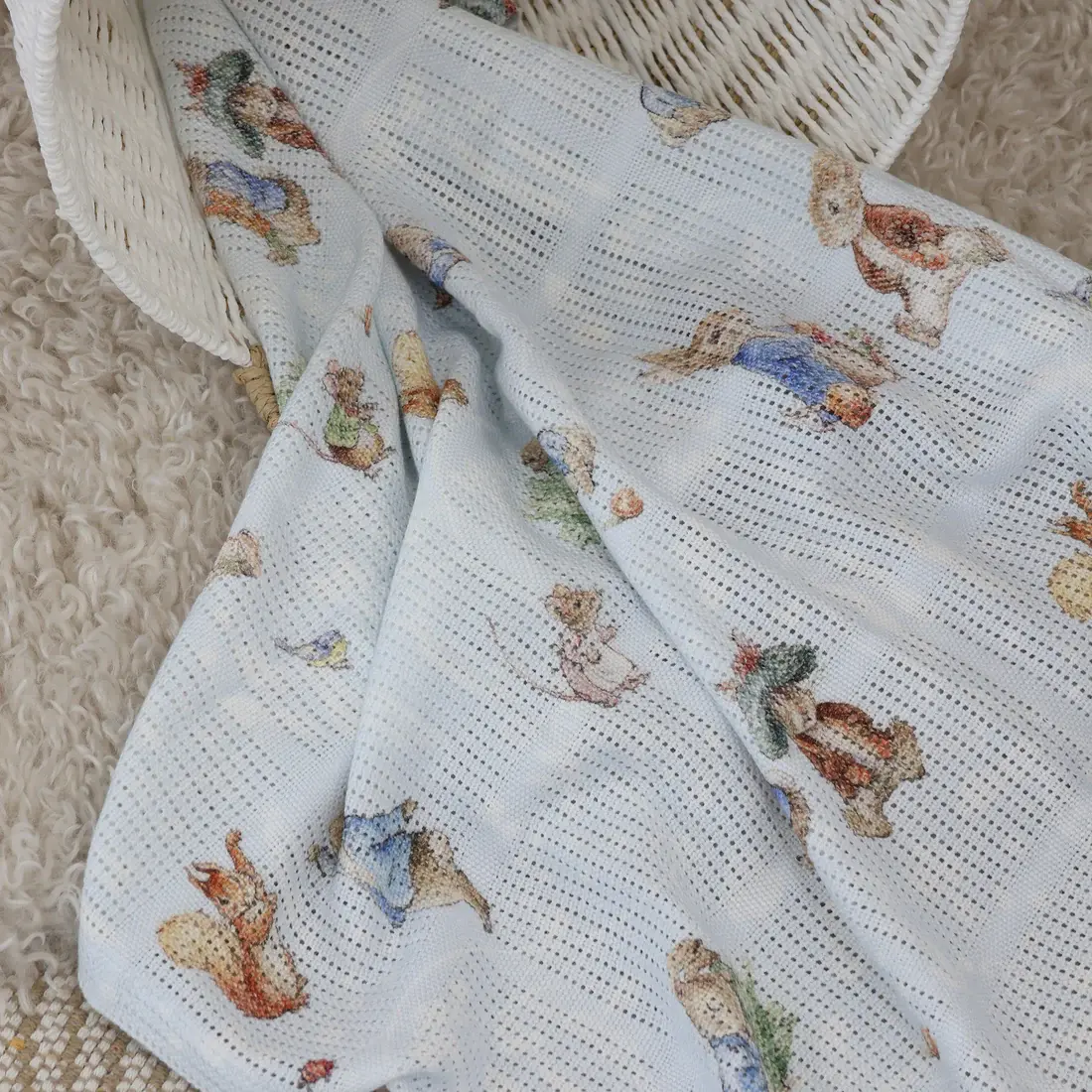 Bubba Blue Bubba Blue Peter Rabbit & Benjamin Bunny Digital Print Cellular Blanket