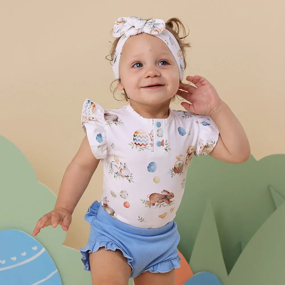 Snuggle Hunny Kids Snuggle Hunny Flopsy Bunnies Short Sleeve Organic Bodysuit with Frill