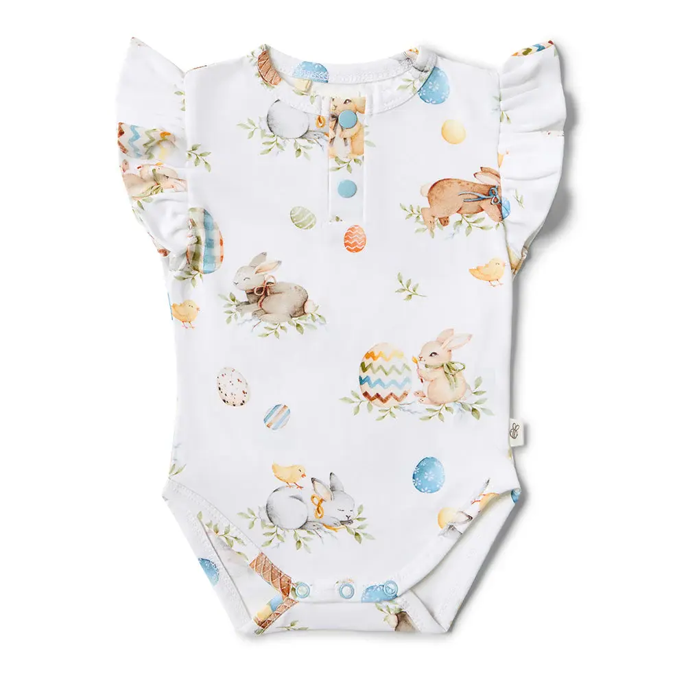 Snuggle Hunny Kids Snuggle Hunny Flopsy Bunnies Short Sleeve Organic Bodysuit with Frill