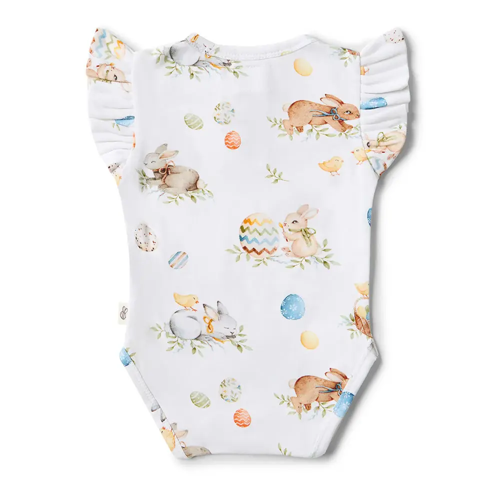 Snuggle Hunny Kids Snuggle Hunny Flopsy Bunnies Short Sleeve Organic Bodysuit with Frill