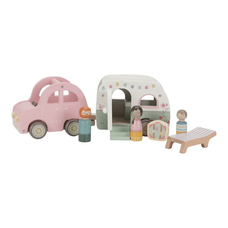 Little Dutch Little Dutch Wooden Toy Car with Caravan