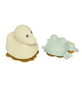 Hevea Hevea - Squeeze N Splash Toy - Duck (Sand) and Frog (Sage) - Gift Set