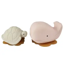Hevea Hevea - Squeeze N Splash Toy - Whale (Champagne Pink) and Turtle (Vanilla) - Gift Set