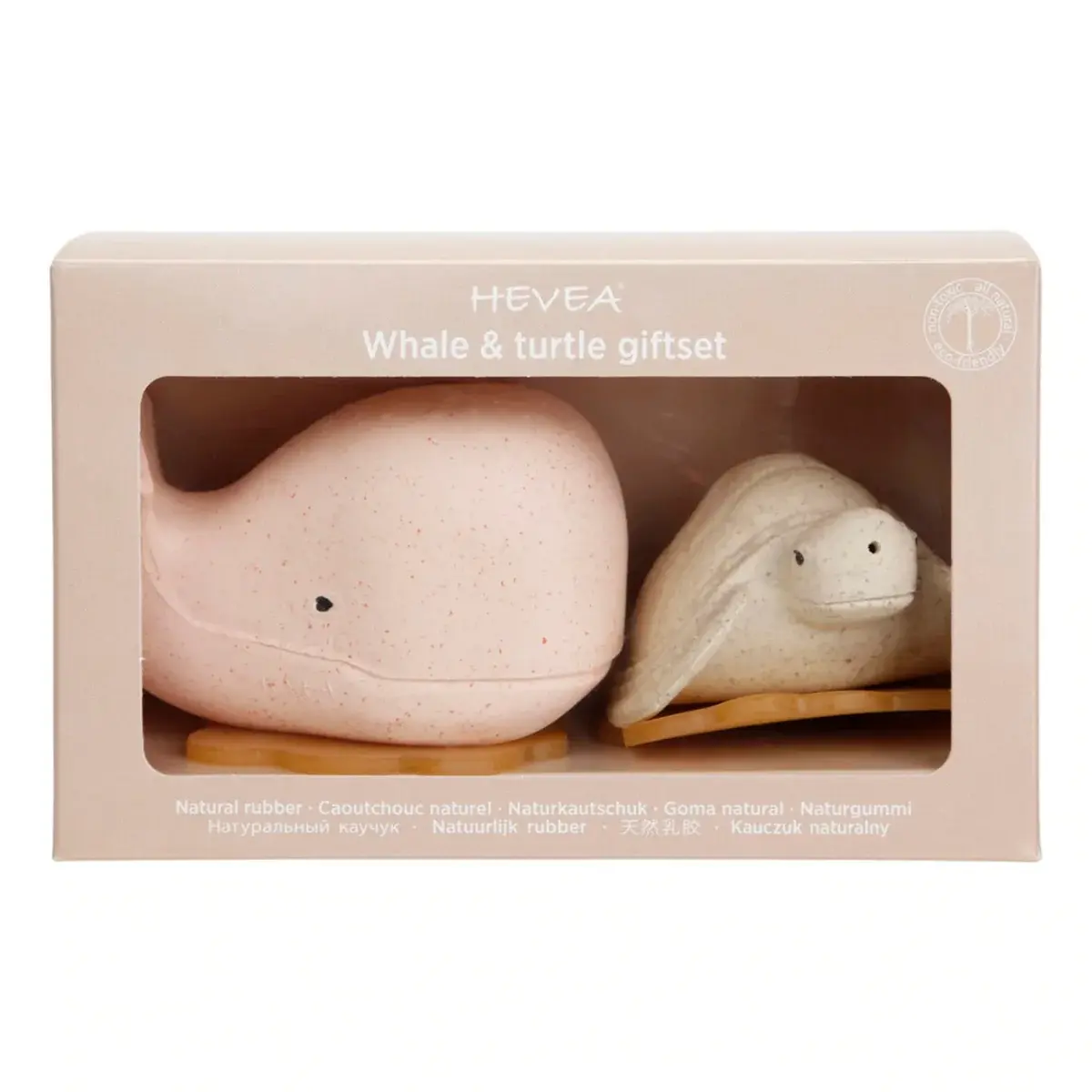 Hevea Hevea - Squeeze N Splash Toy - Whale (Champagne Pink) and Turtle (Vanilla) - Gift Set