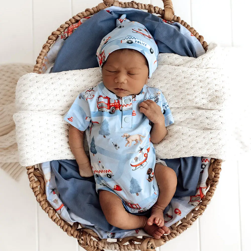 Snuggle Hunny Kids Snuggle Hunny To The Rescue Short Sleeve Organic Bodysuit