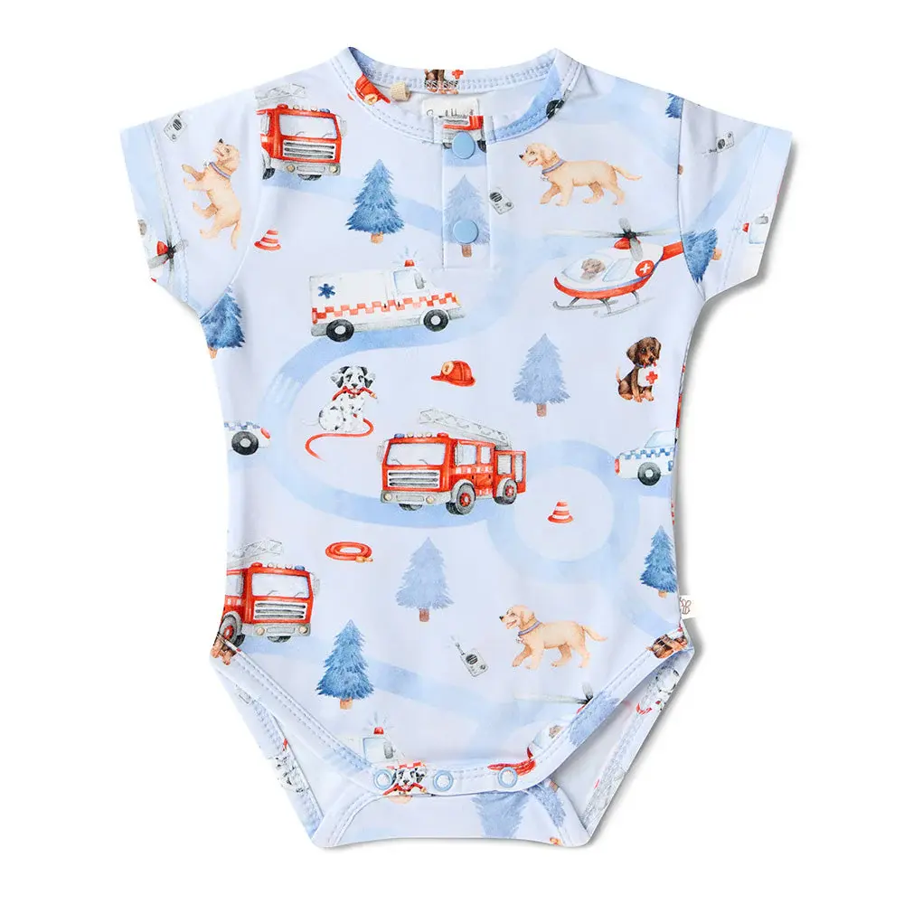 Snuggle Hunny Kids Snuggle Hunny To The Rescue Short Sleeve Organic Bodysuit