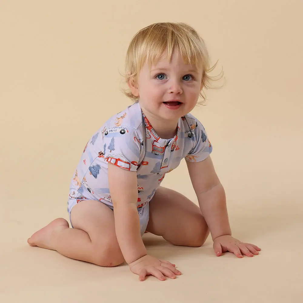 Snuggle Hunny Kids Snuggle Hunny To The Rescue Short Sleeve Organic Bodysuit