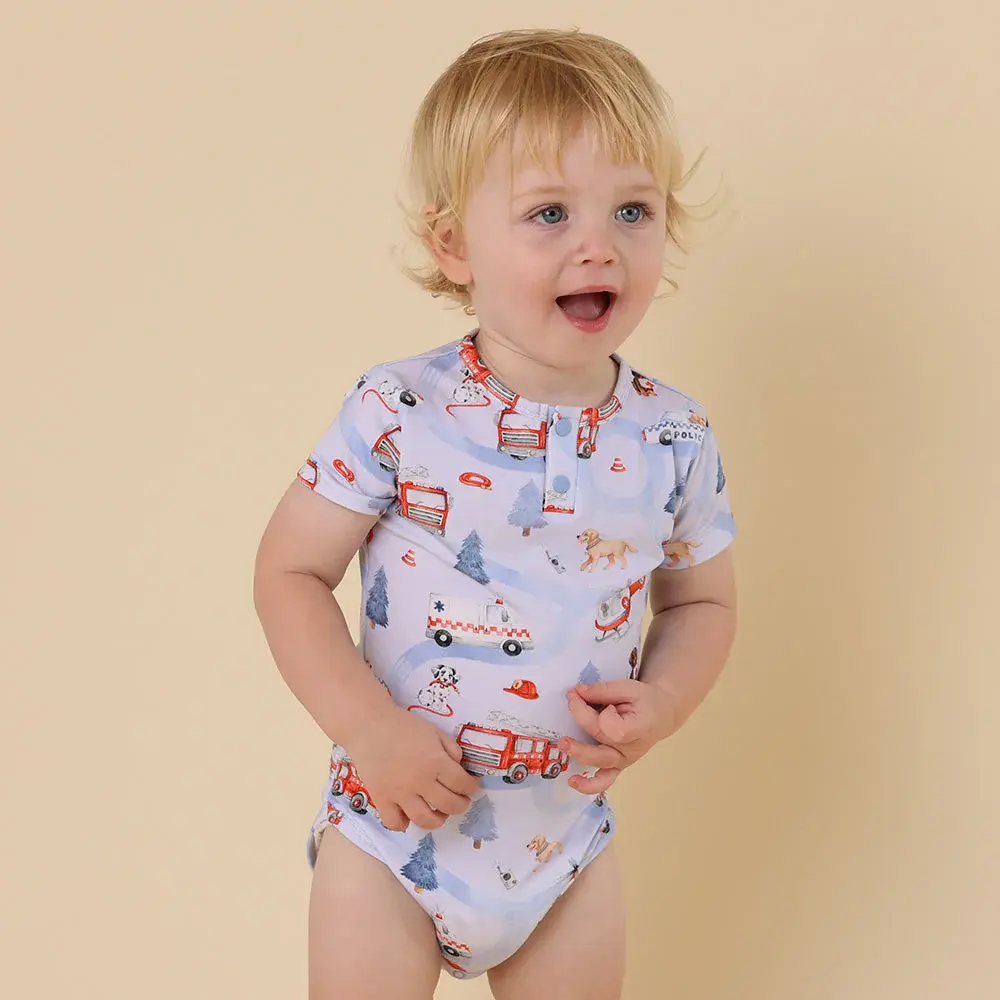 Snuggle Hunny Kids Snuggle Hunny To The Rescue Short Sleeve Organic Bodysuit