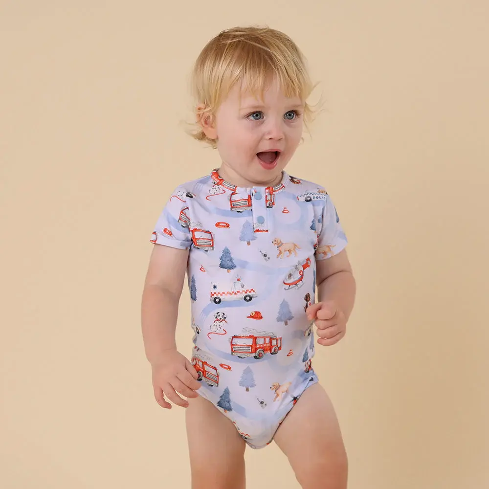 Snuggle Hunny Kids Snuggle Hunny To The Rescue Short Sleeve Organic Bodysuit