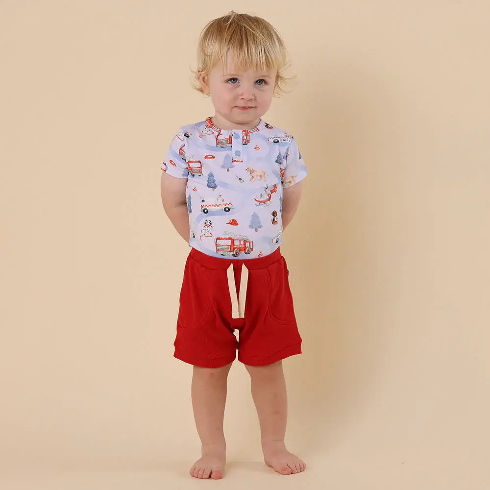 Snuggle Hunny Kids Snuggle Hunny To The Rescue Short Sleeve Organic Bodysuit