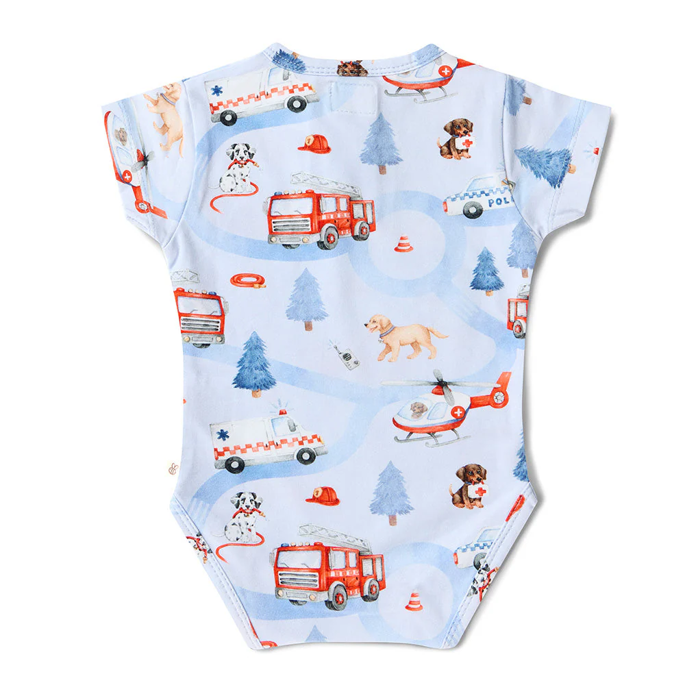 Snuggle Hunny Kids Snuggle Hunny To The Rescue Short Sleeve Organic Bodysuit