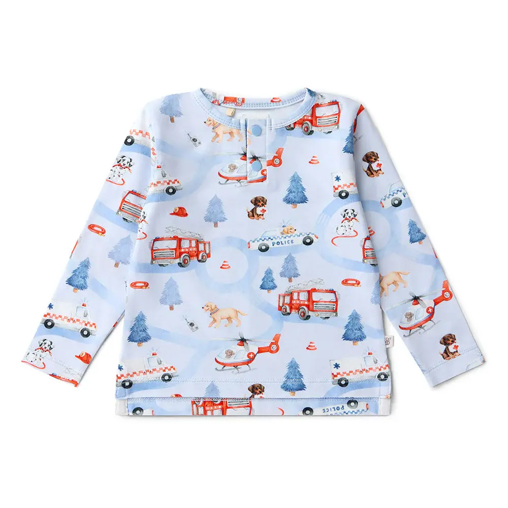 Snuggle Hunny Kids Snuggle Hunny To The Rescue Organic Long Sleeve Top