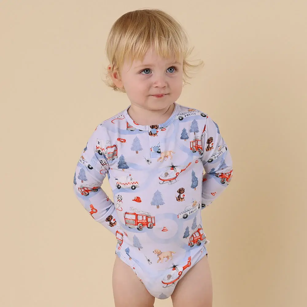 Snuggle Hunny Kids Snuggle Hunny To The Rescue Long Sleeve Organic Bodysuit