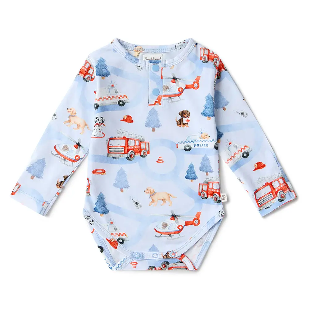 Snuggle Hunny Kids Snuggle Hunny To The Rescue Long Sleeve Organic Bodysuit