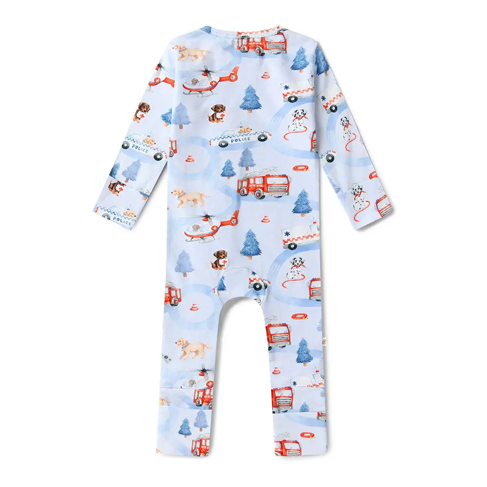 Snuggle Hunny Kids Snuggle Hunny To The Rescue Organic Snugglesuit Convertible Romper
